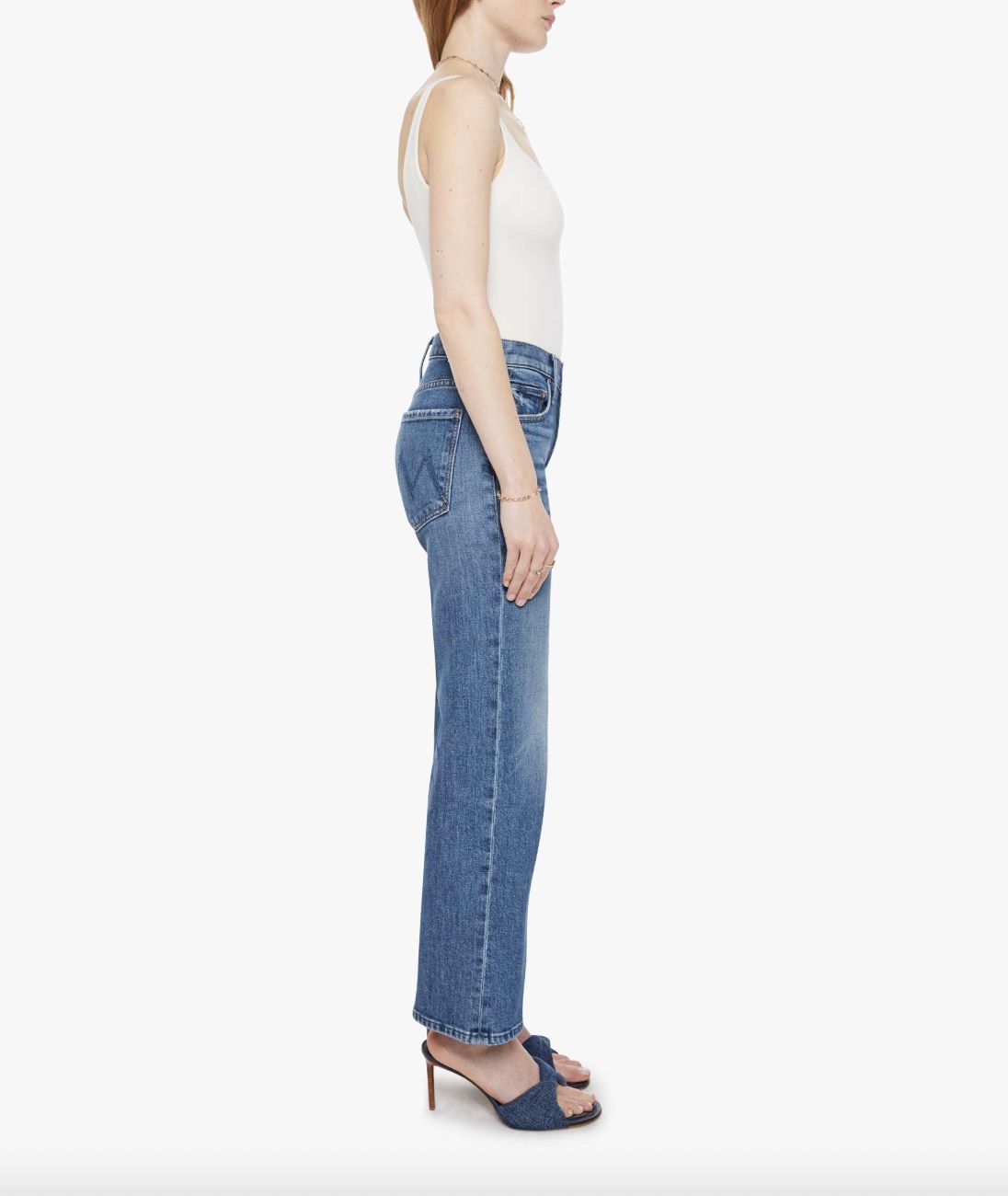 Mother Mid Rise Rambler Zip Ankle Jean in Tambourine Man