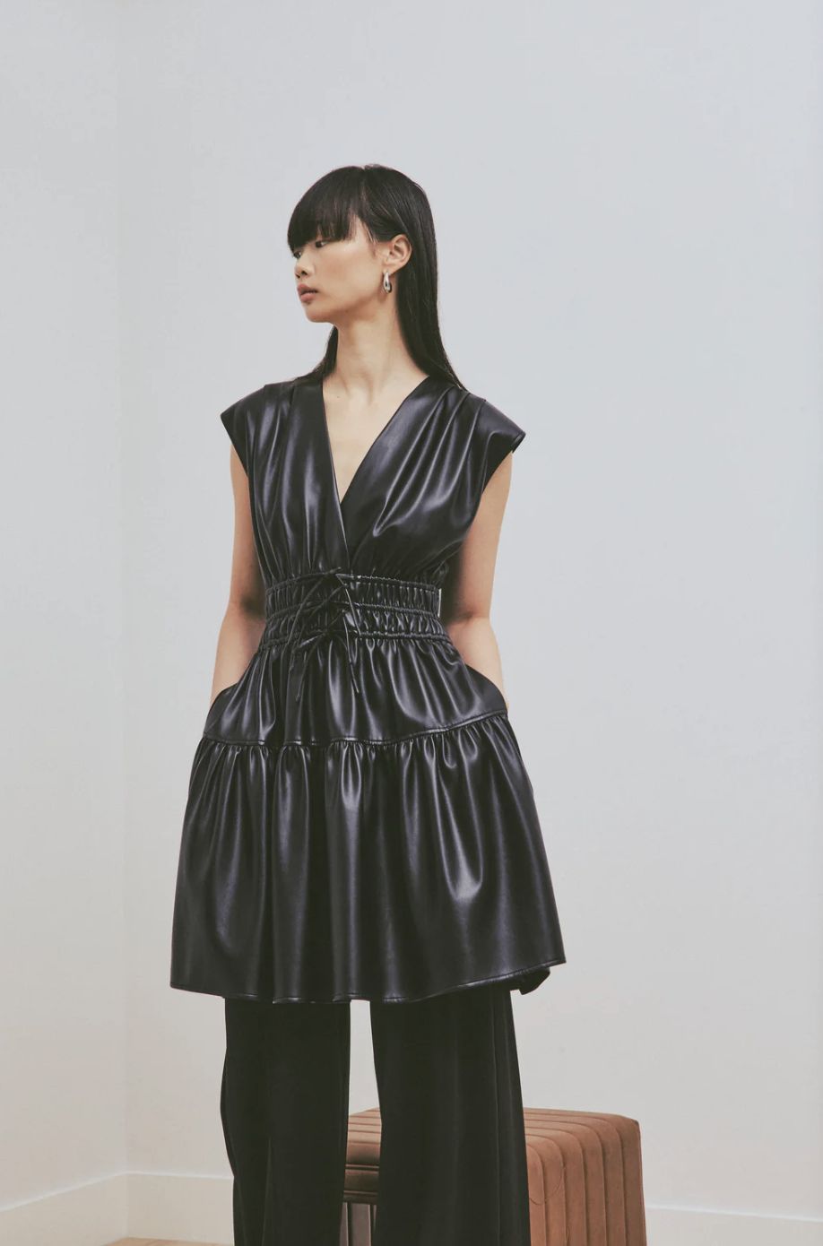 Derek Lam Tora Dress in Faux Leather