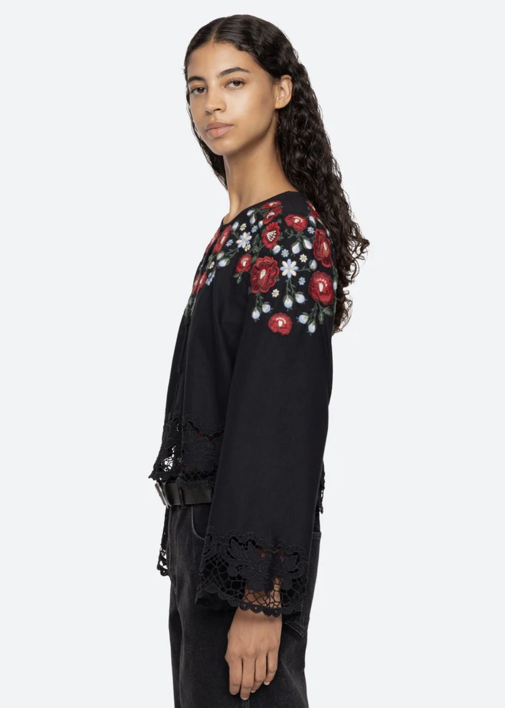 Sea-NY Rosaline Long Sleeve Embroidery Top