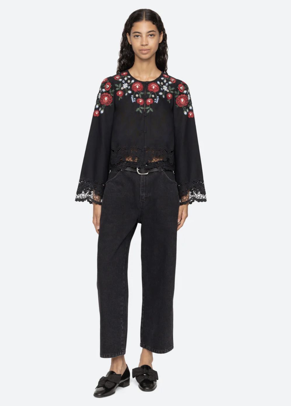 Sea-NY Rosaline Long Sleeve Embroidery Top