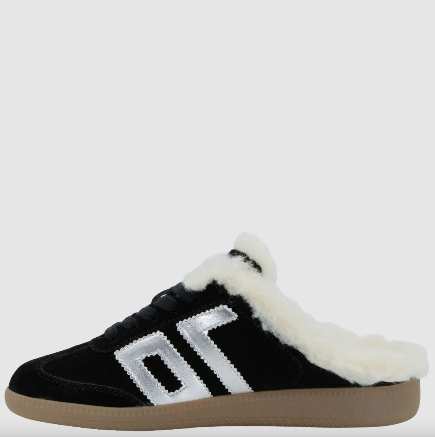 Back 70 Easter Fluff Backless Sneaker in Black Suede