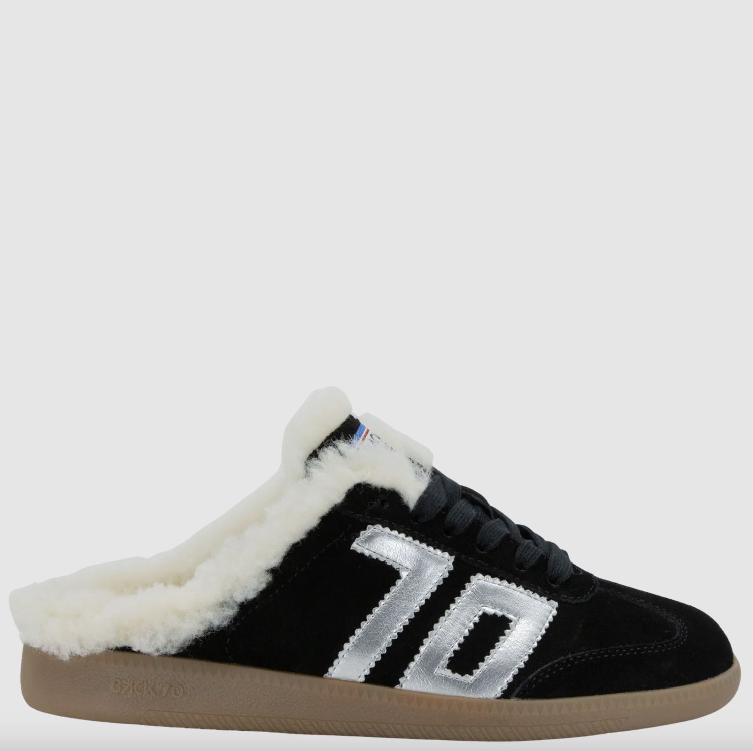 Back 70 Easter Fluff Backless Sneaker in Black Suede