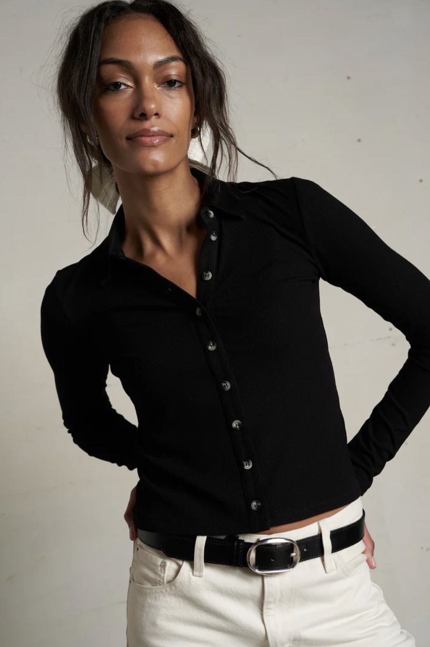 Perfect White Tee Amee Top, Color: True Black, Size: XS