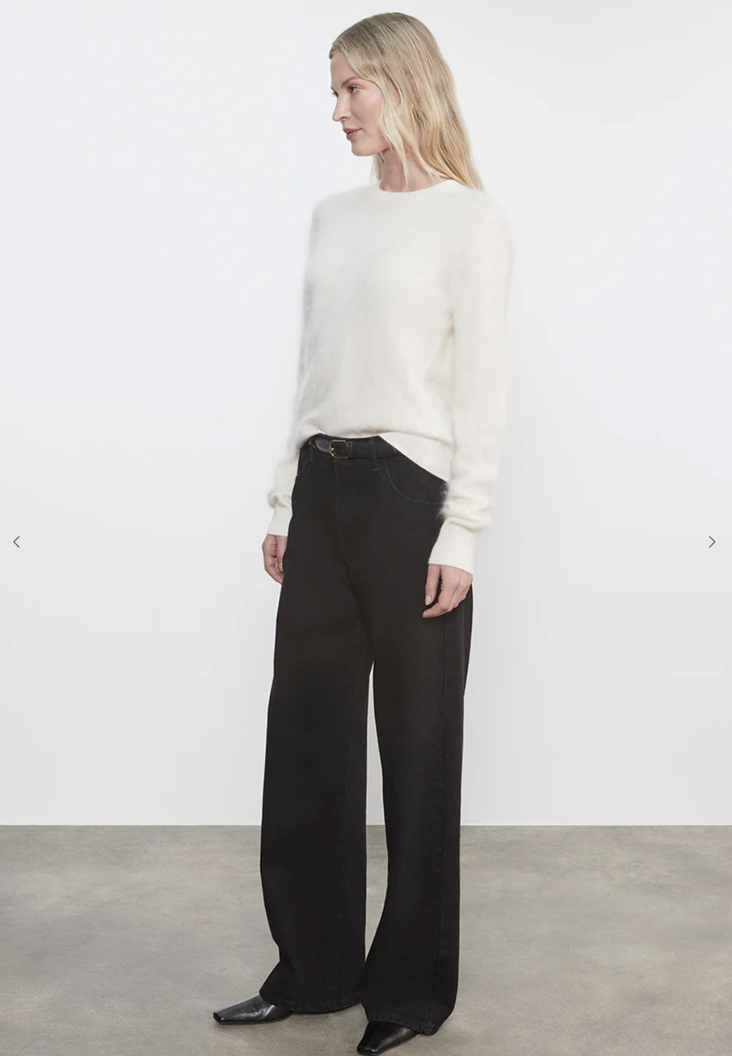 Enza Costa Cashmere Easy Crew Neck Sweater in Chalk