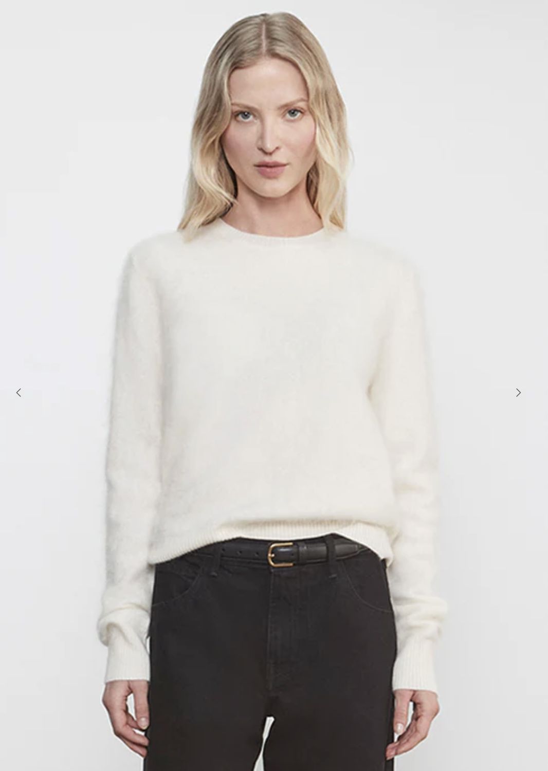 Enza Costa Cashmere Easy Crew Neck Sweater in Chalk