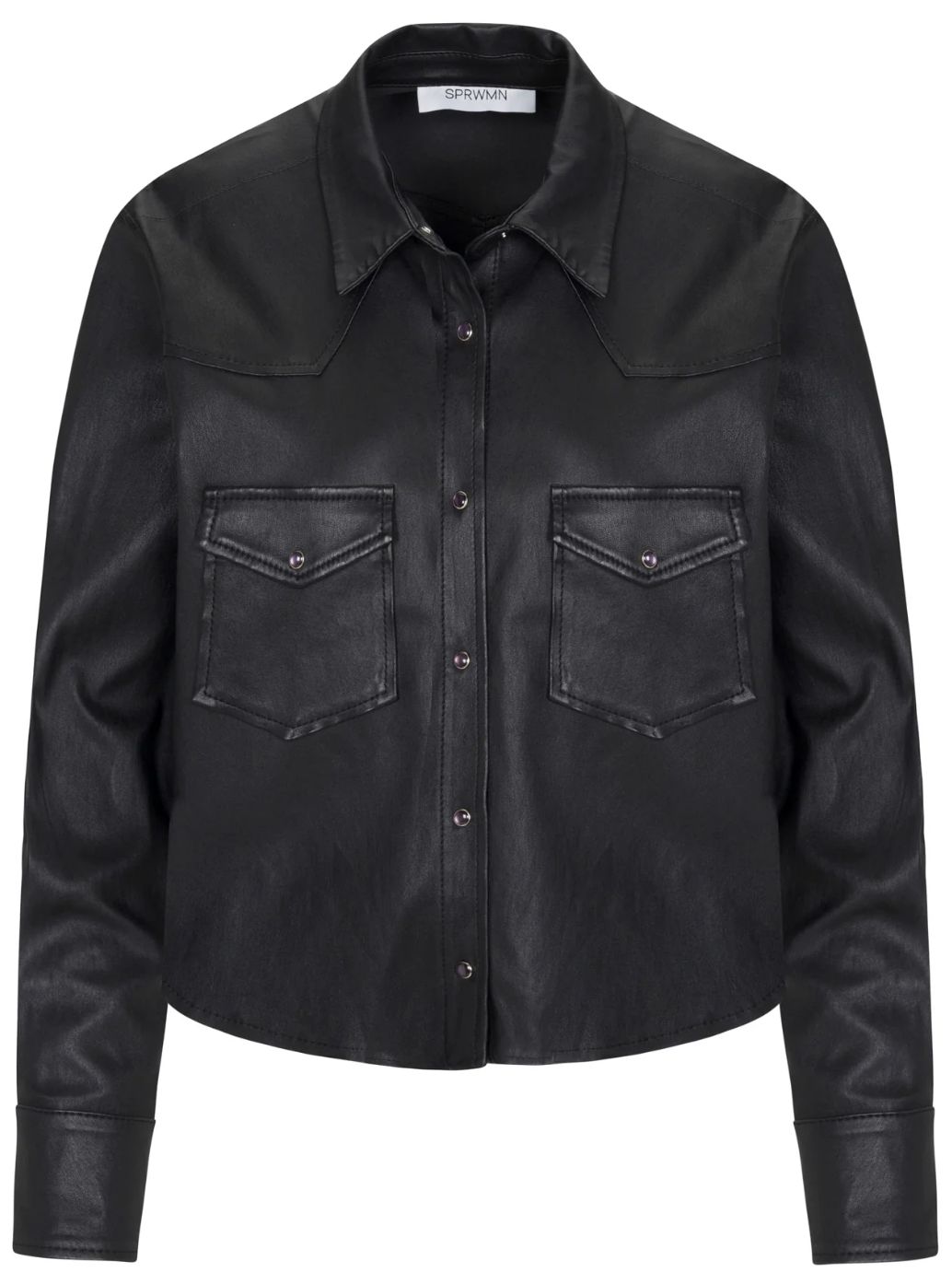 SPRWMN Cropped Western Leather Shirt