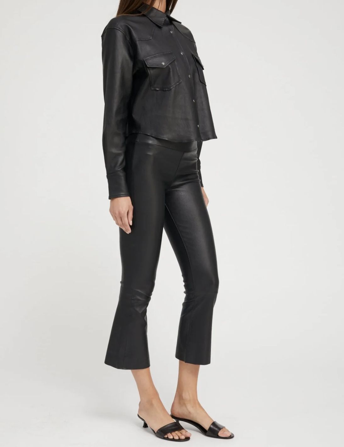 SPRWMN Cropped Western Leather Shirt