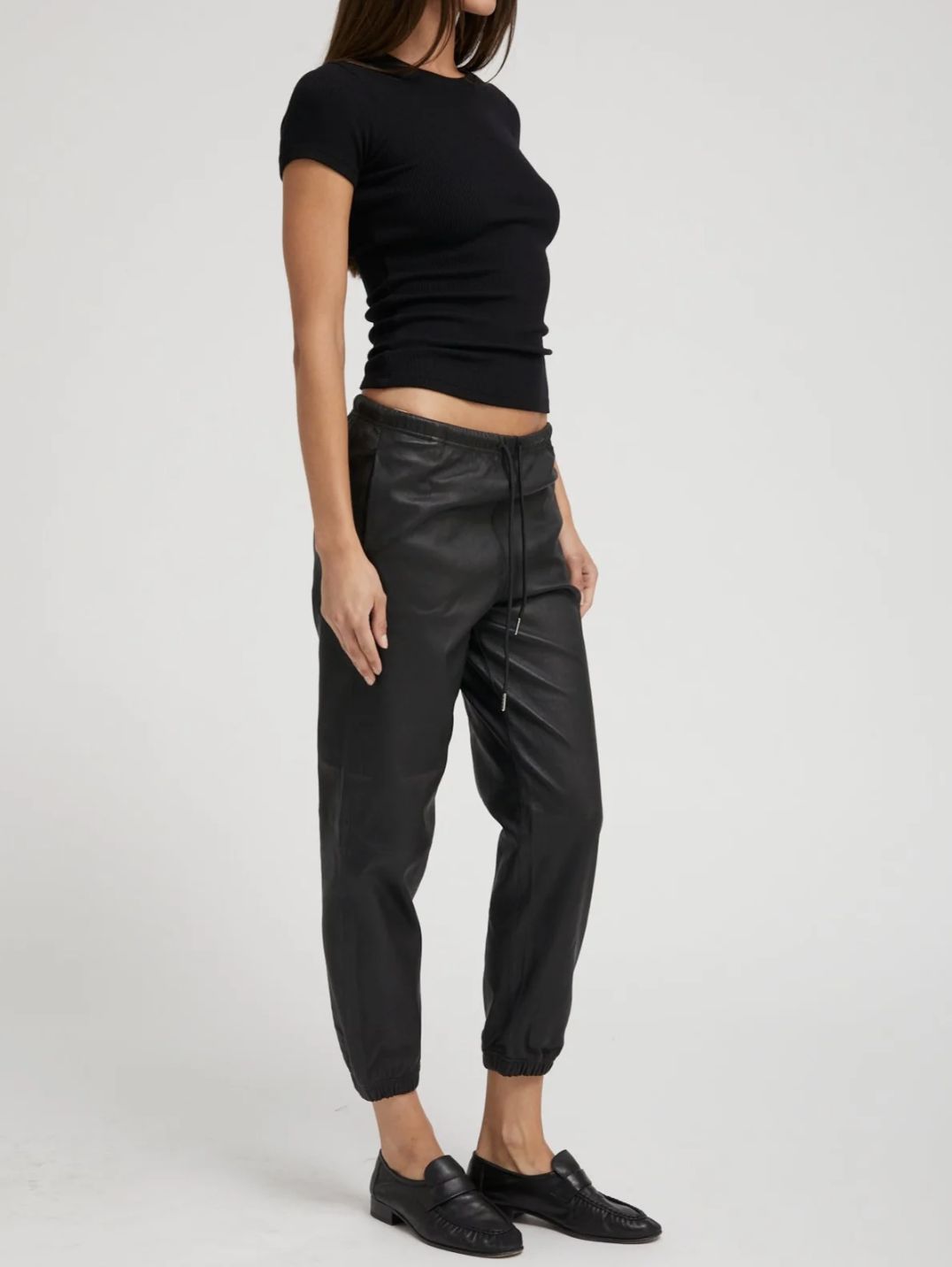 SPRWMN Leather Drawstring Jogger
