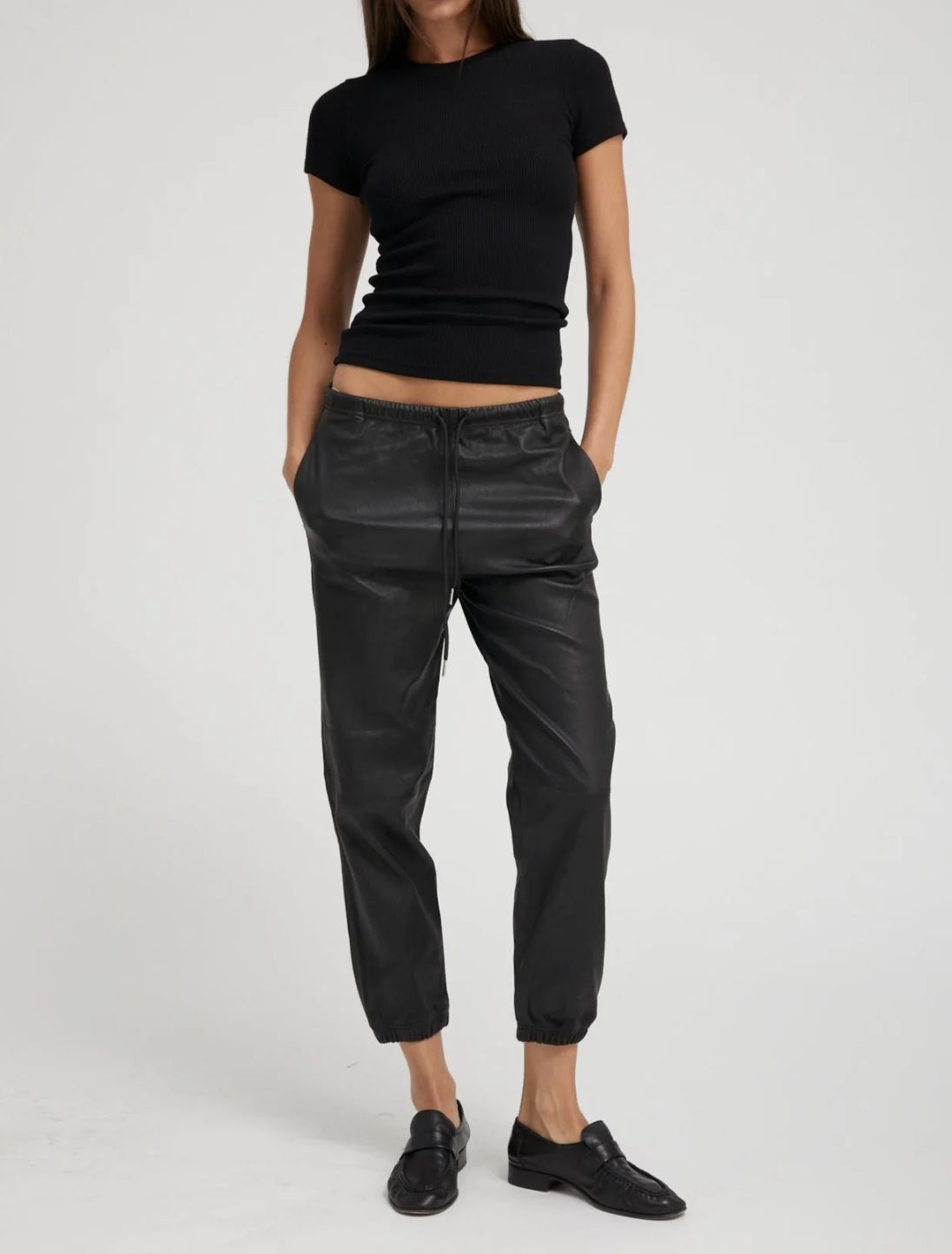 SPRWMN Leather Drawstring Jogger