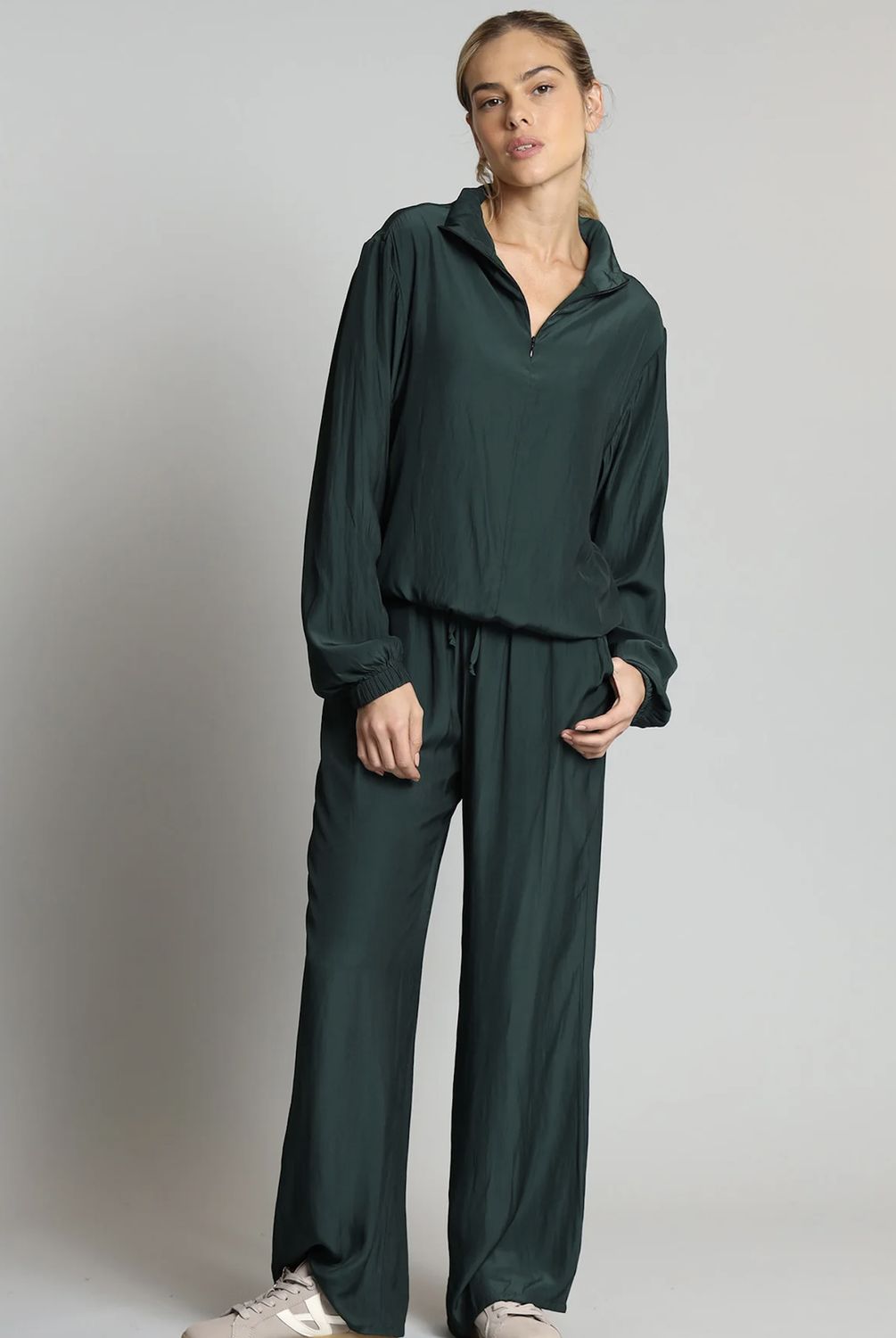 Lola &amp; Sophie D-Satin Drawstring Pant, Color: Pine, Size: XS