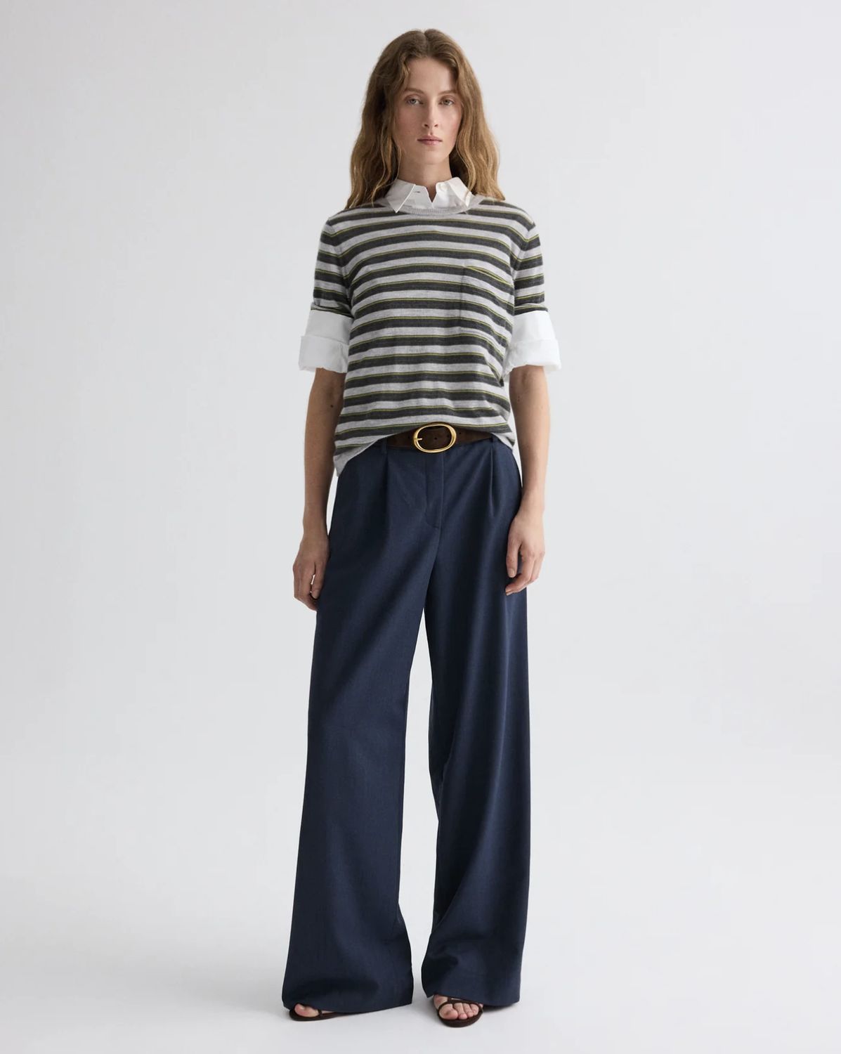 TWP Striped True Crewneck Cashmere Tee