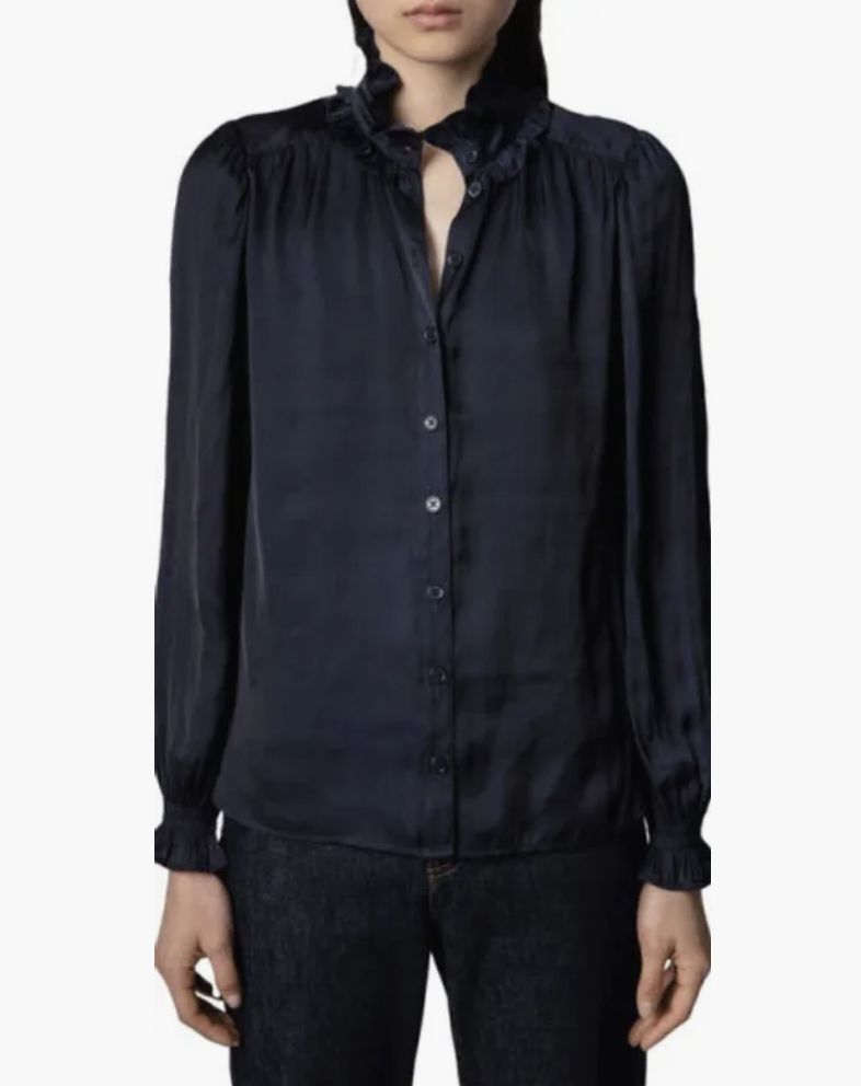 Zadig &amp; Voltaire Tacca Satin Blouse in Encre