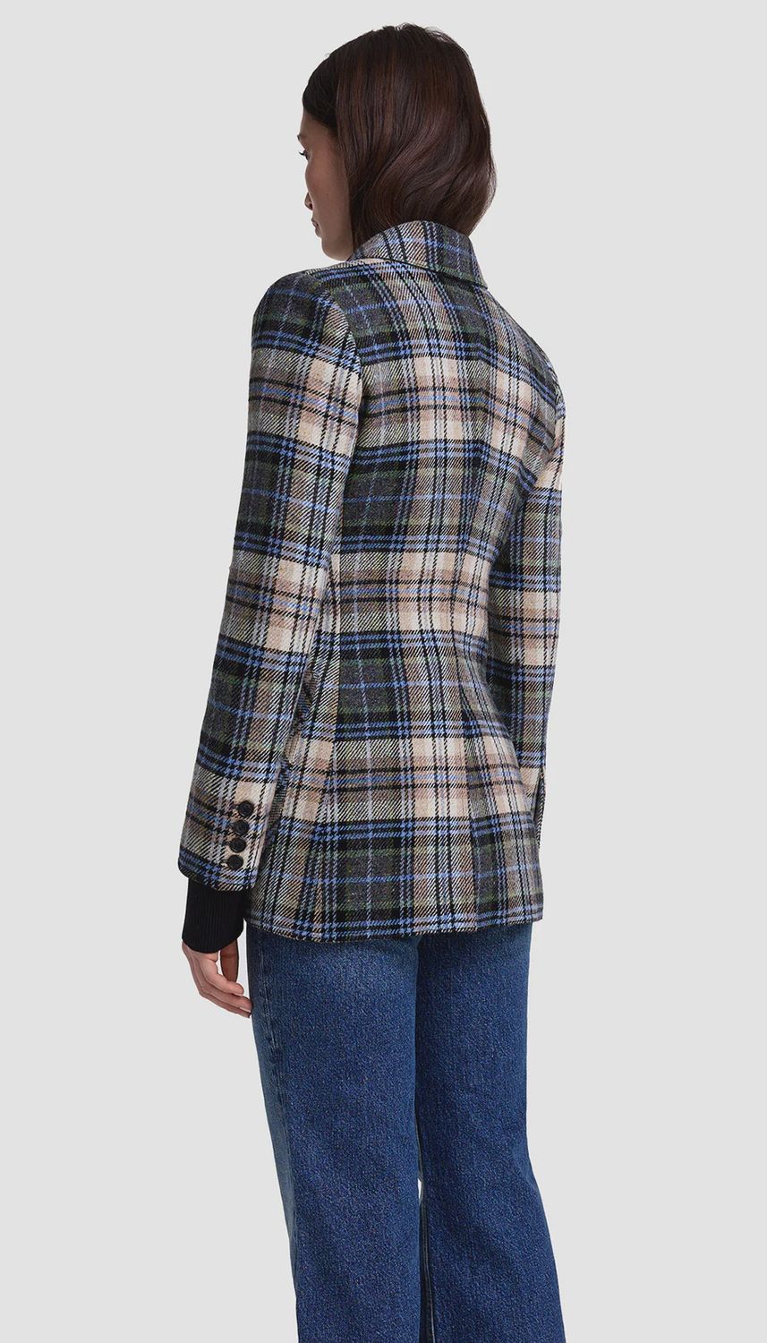 Smythe Birkin Rib-Cuffed Blazer in Plaid