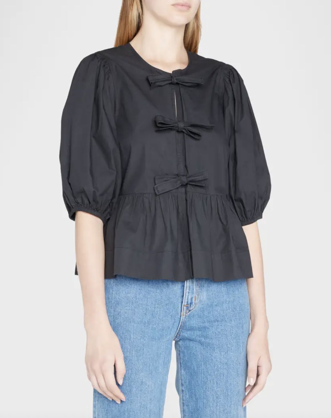 Ganni Cotton Peplum Blouse