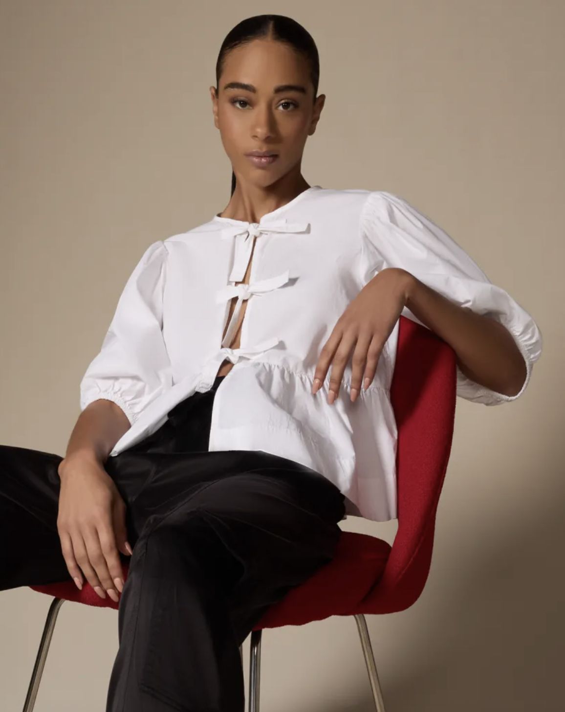 Ganni Cotton Peplum Blouse