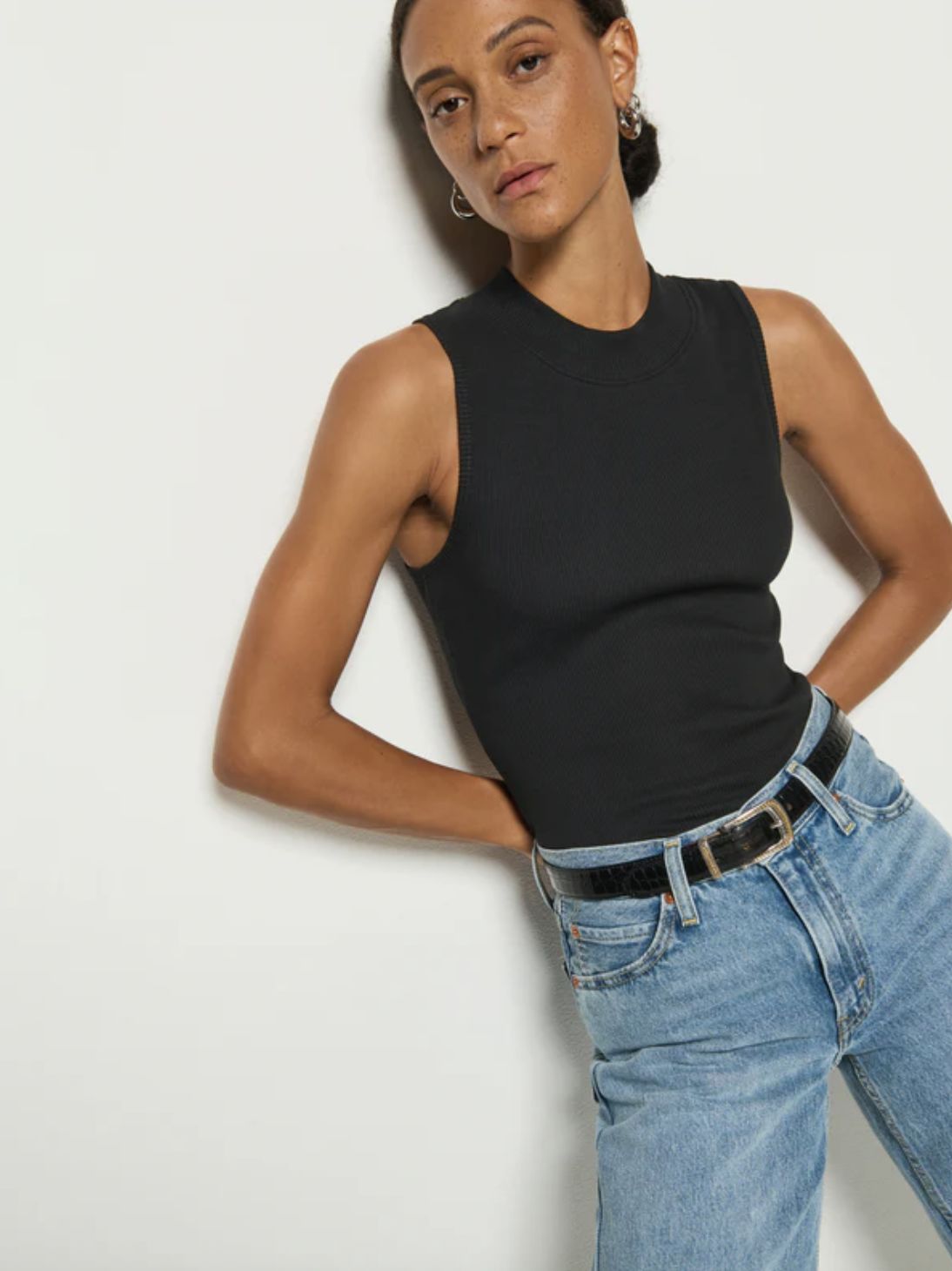 Nation Joan Sleeveless Mock Neck Tank