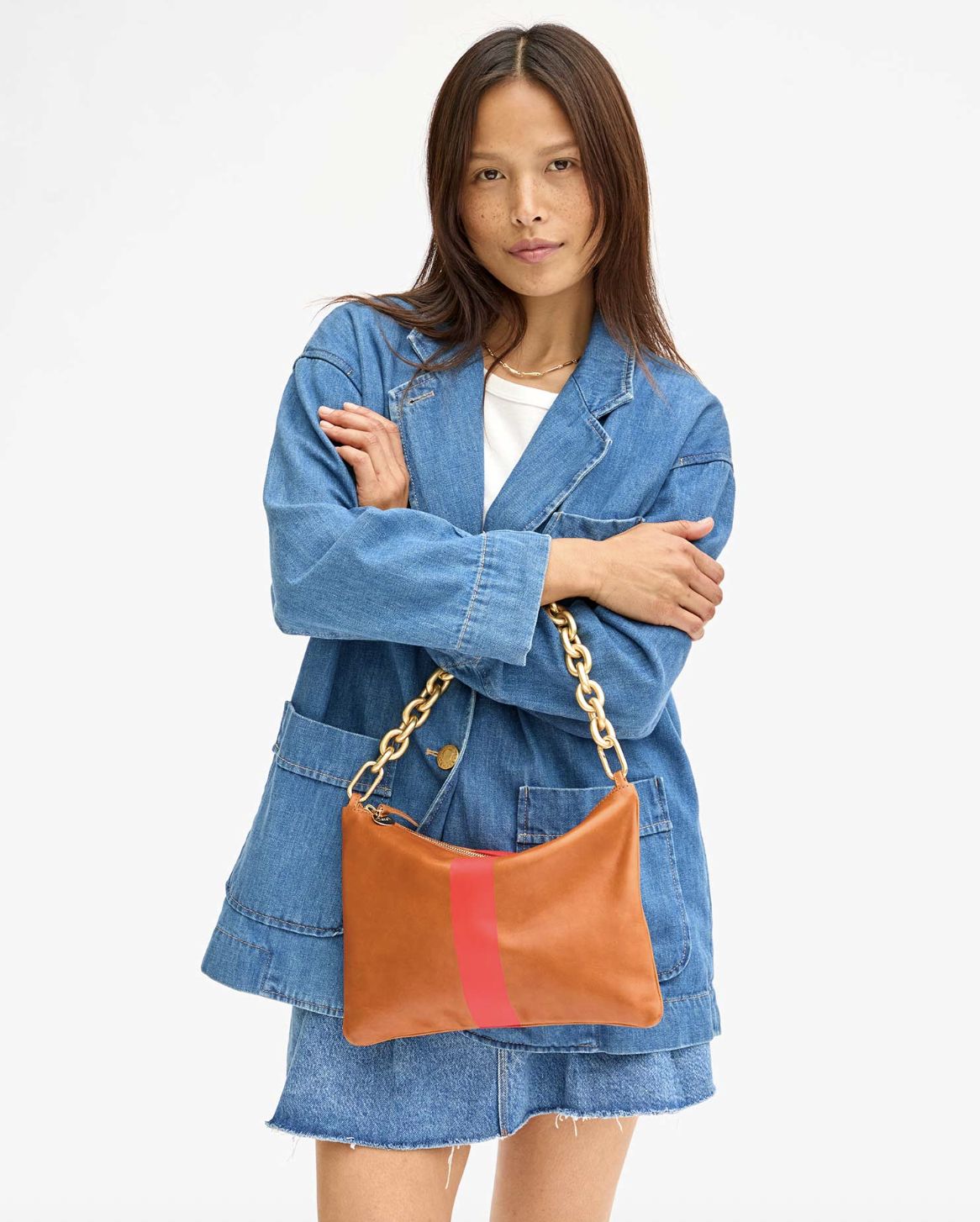 Clare V Shortie Strap in Gold