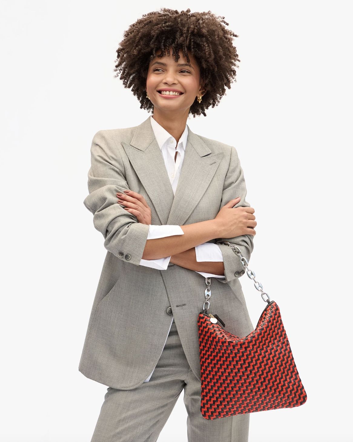 Clare V Shortie Mariner Chain Strap in Silver