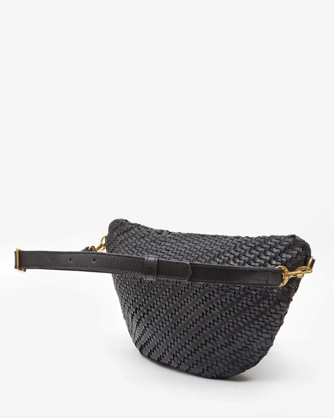 Clare V. Grande Fanny in Black Woven Zig Zag