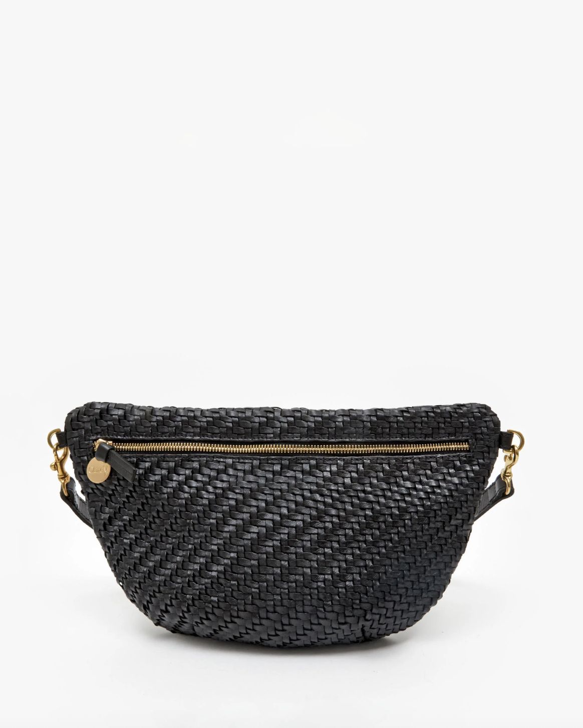 Clare V. Grande Fanny in Black Woven Zig Zag