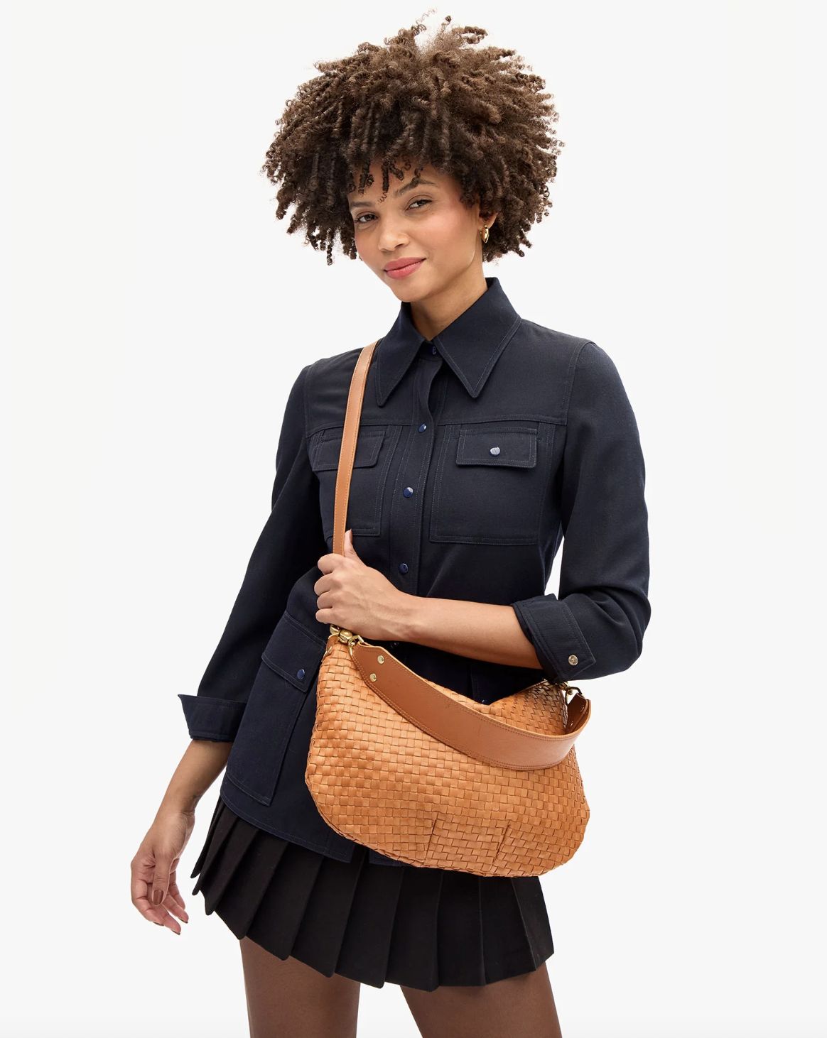Clare V. Moyen Messenger in Natural Woven Checker