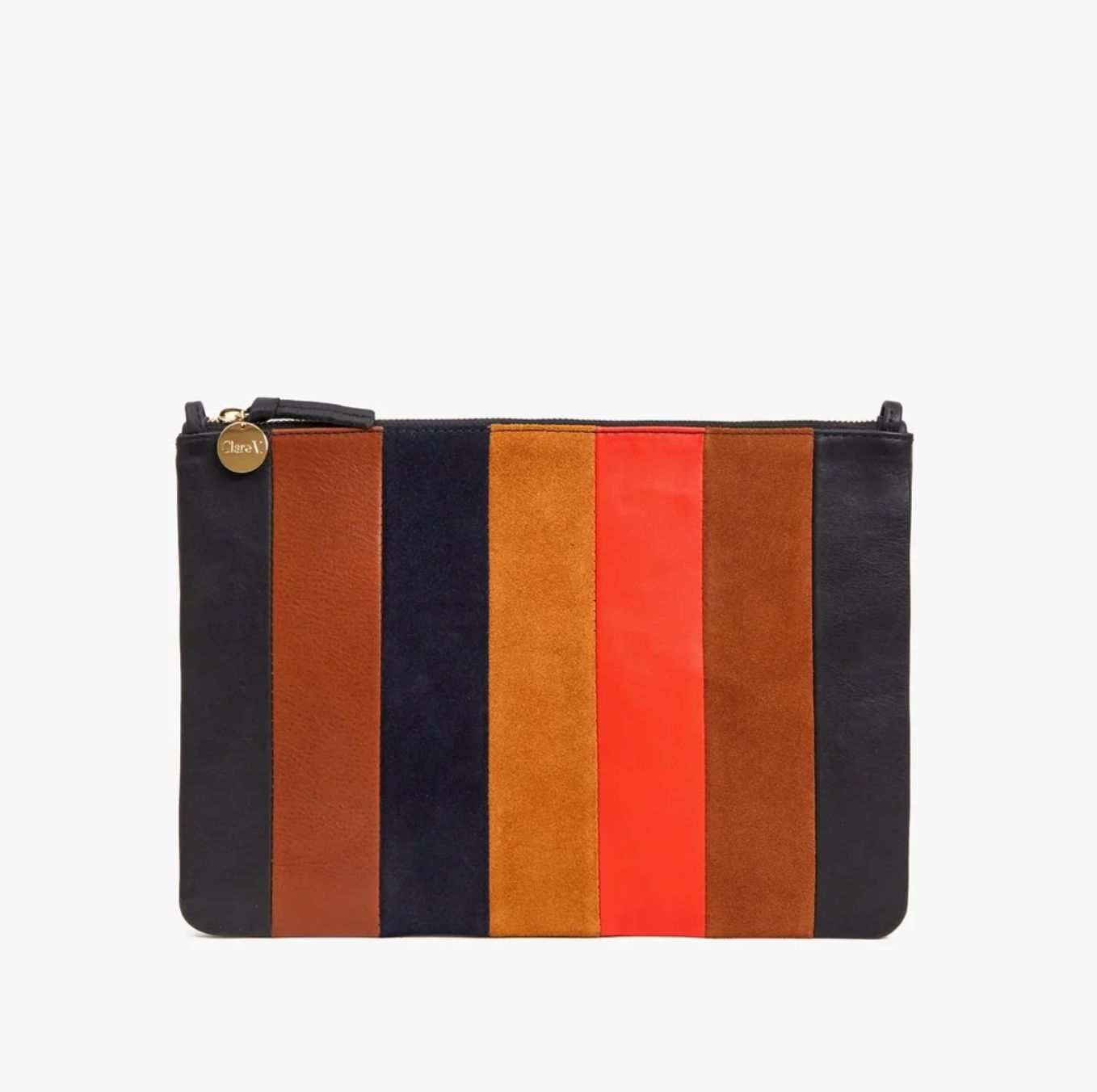 Clare V Stripe Suede Clutch