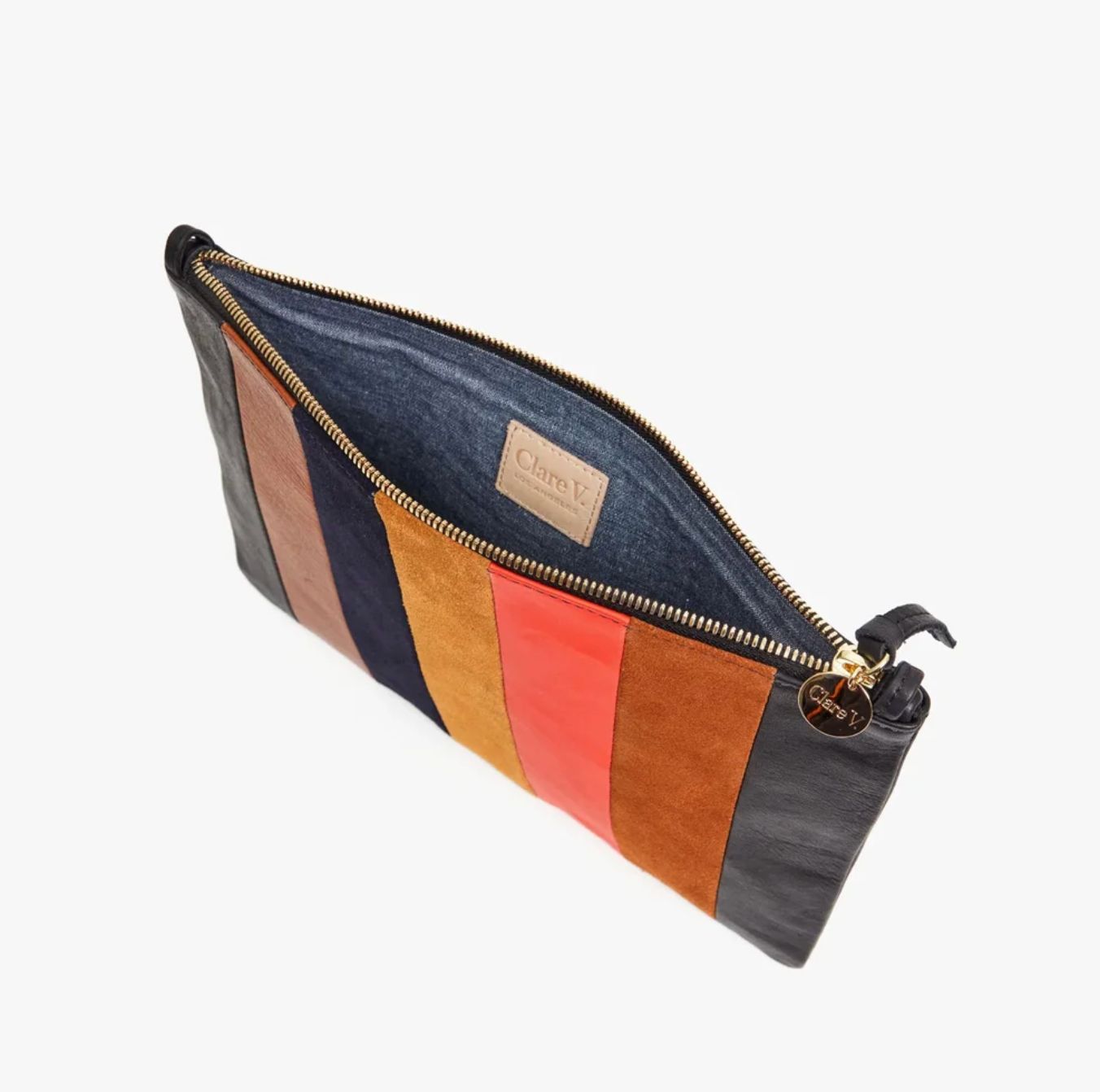 Clare V Stripe Suede Clutch