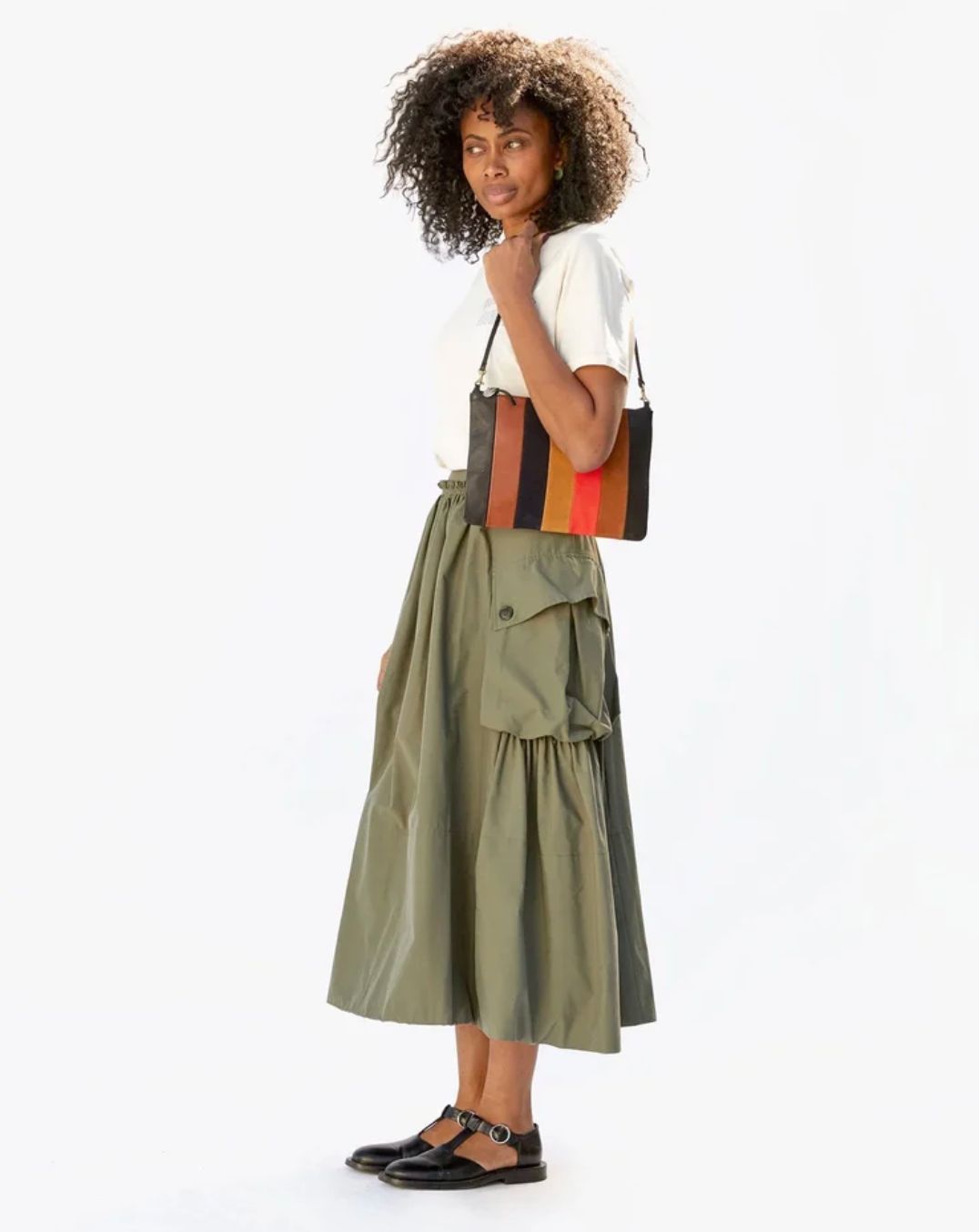 Clare V Stripe Suede Clutch