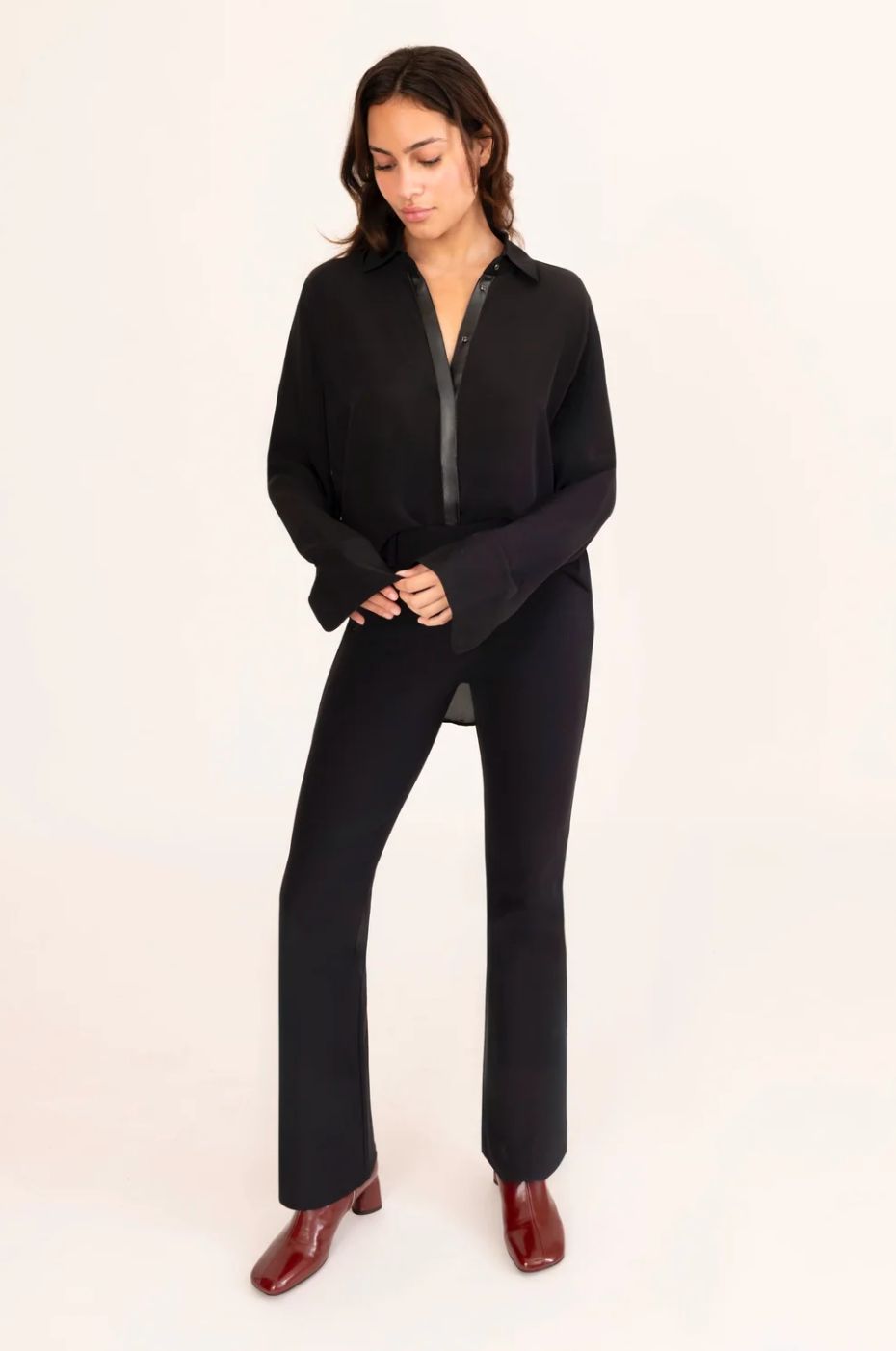 Elaine Kim Timothy Black/Vegan Stripe Pant