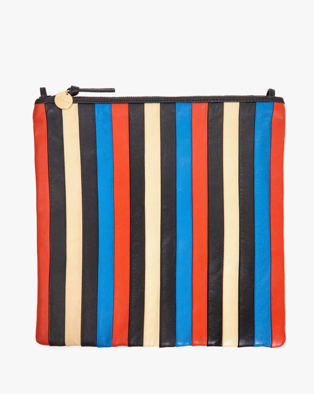 Clare V Striped Foldover Clutch with Tabs