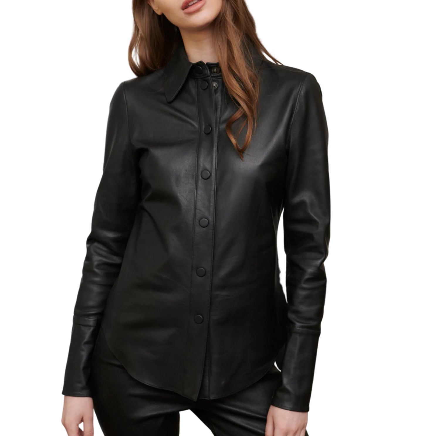 Jakett Sylvie Washed Leather Blouse in Black
