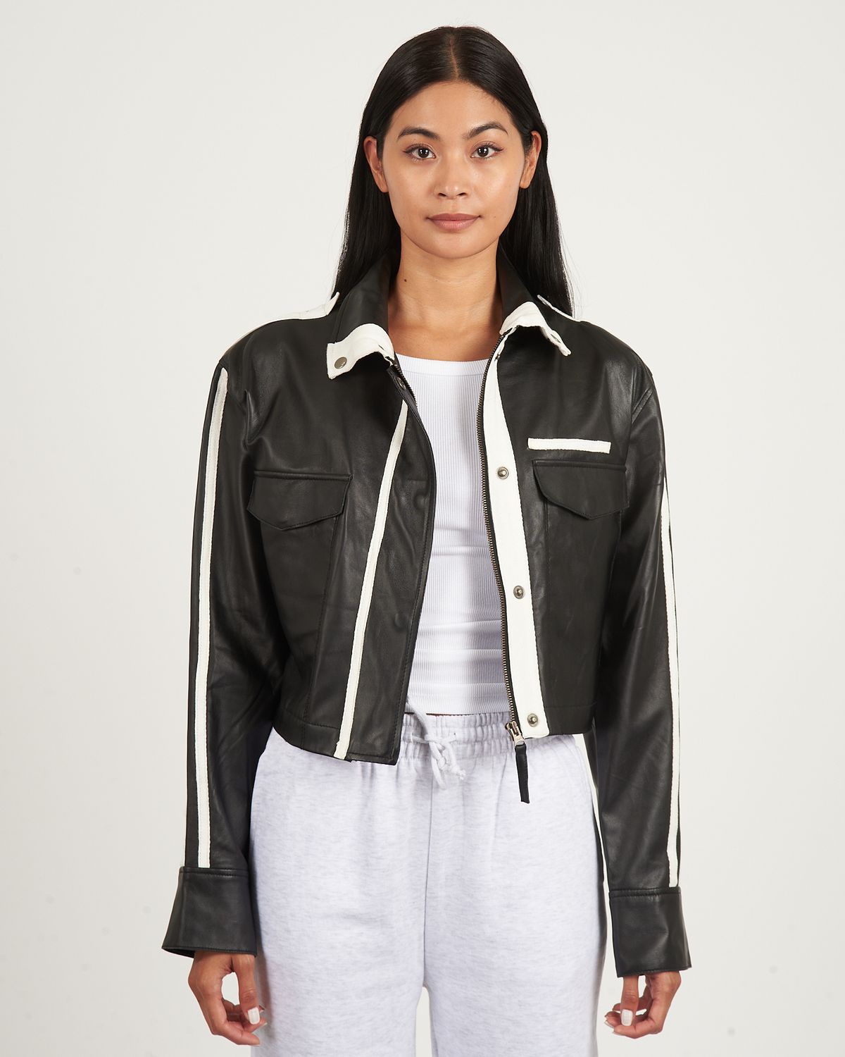 Jakett Toni Matte Leather Jacket in Black, Color: Black, Size: XS