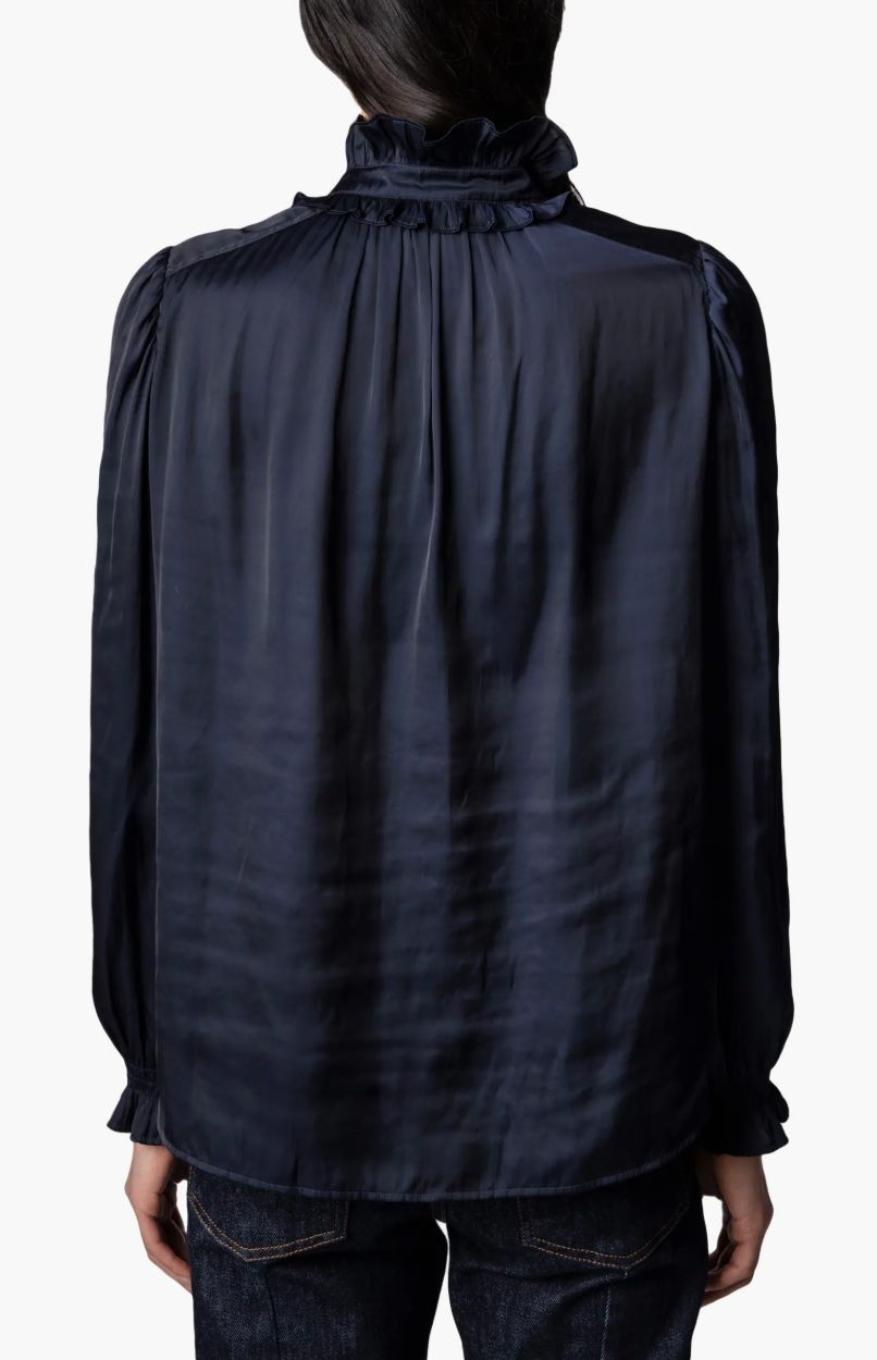 Zadig &amp; Voltaire Tacca Satin Blouse in Encre