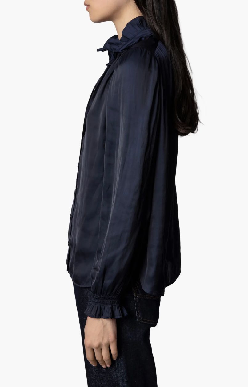 Zadig &amp; Voltaire Tacca Satin Blouse in Encre