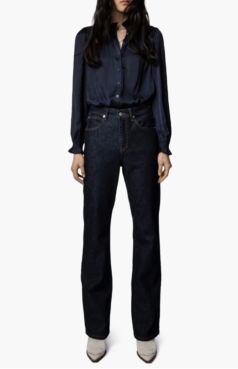 Zadig &amp; Voltaire Tacca Satin Blouse in Encre