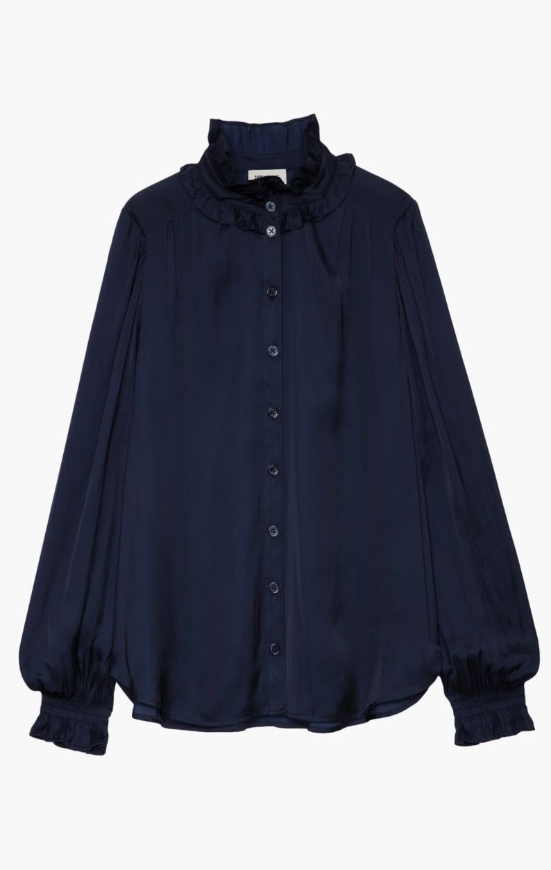 Zadig &amp; Voltaire Tacca Satin Blouse in Encre