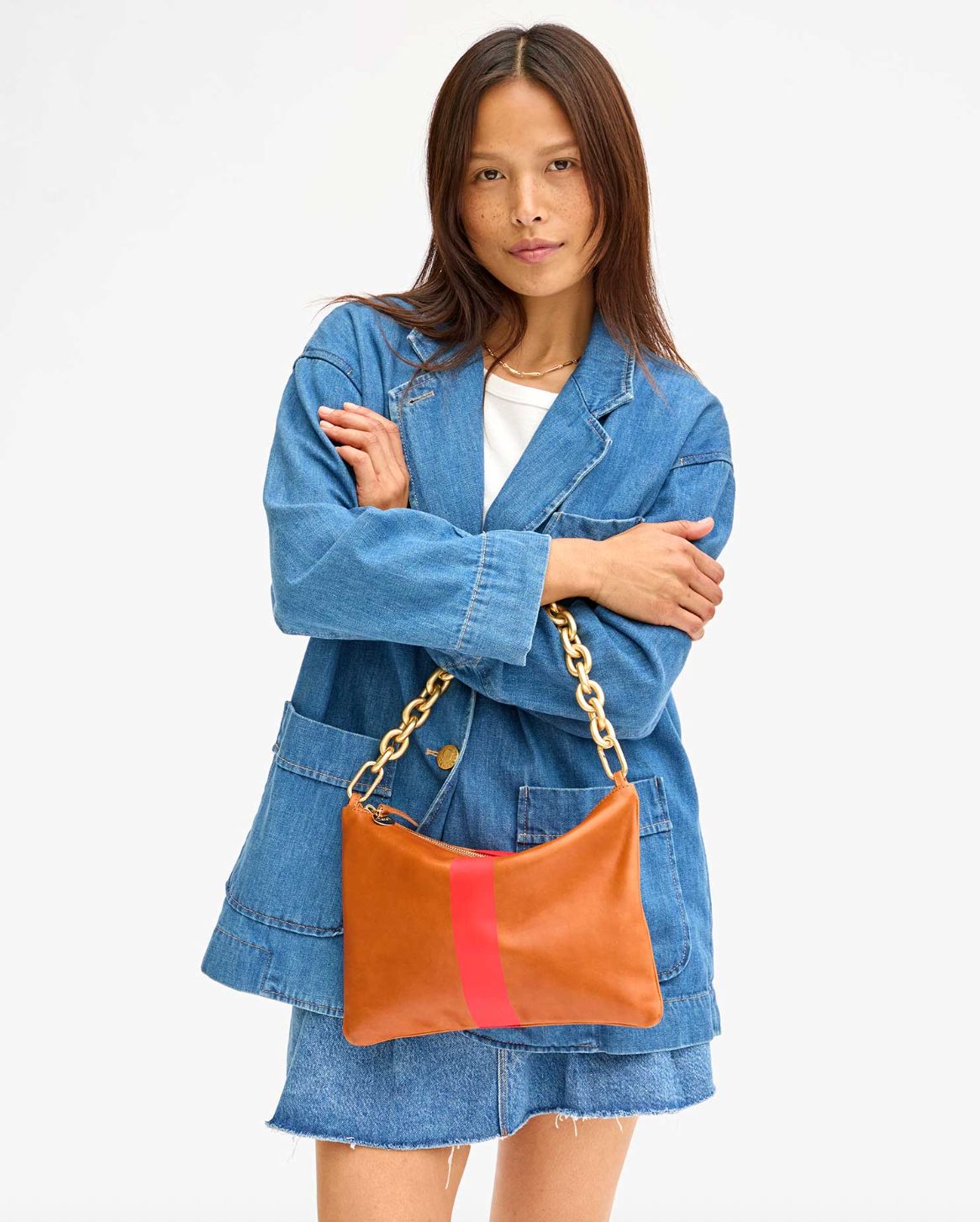 Clare V Shortie Strap in Gold
