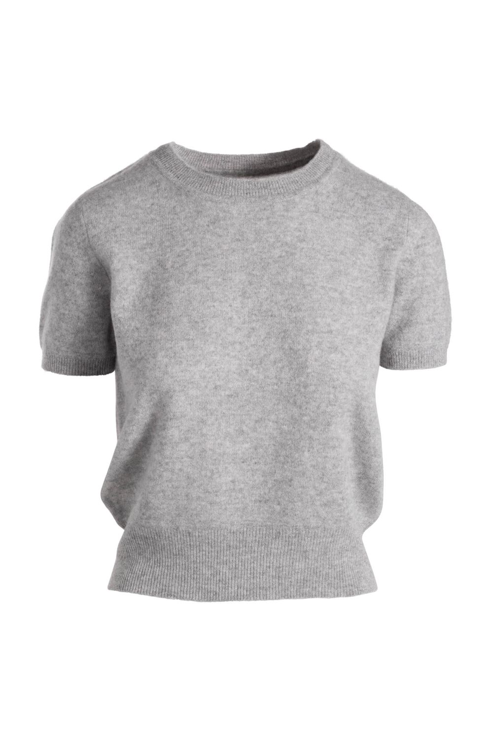Naadam Cashmere Short Sleeve Cropped Pullover, Color: Cement, Size: XS