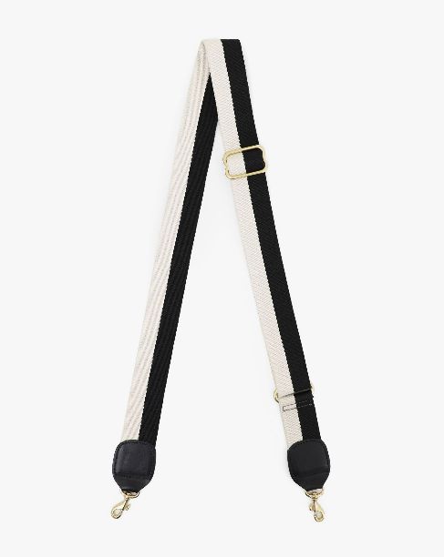 Clare V Adjustable Crossbody Strap in Black/White