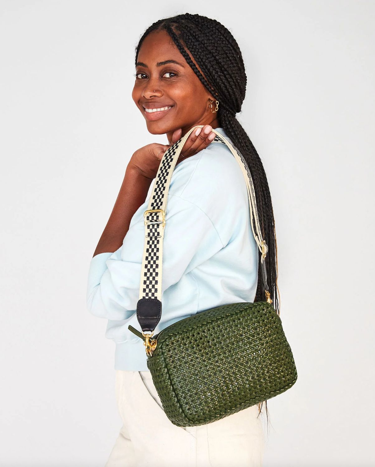 Clare V Adjustable Checkerboard Strap