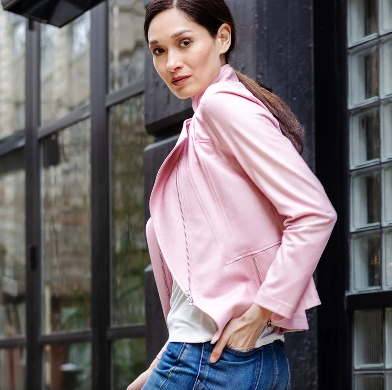 Clara SunWoo Liquid Leather Moto Jacket