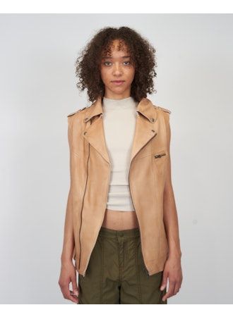Jakett Angela Patina Leather Vest, Color: Au Lait, Size: XS
