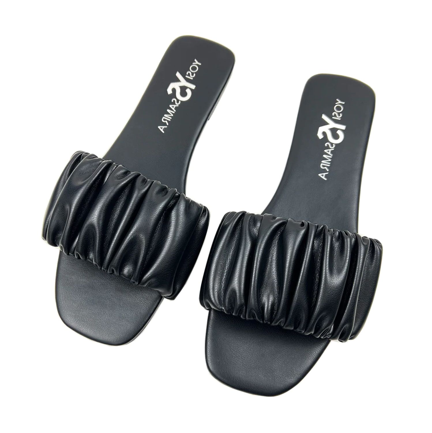 Yosi Samra Naomi Ruched Sandal, Color: Black, Size: 5