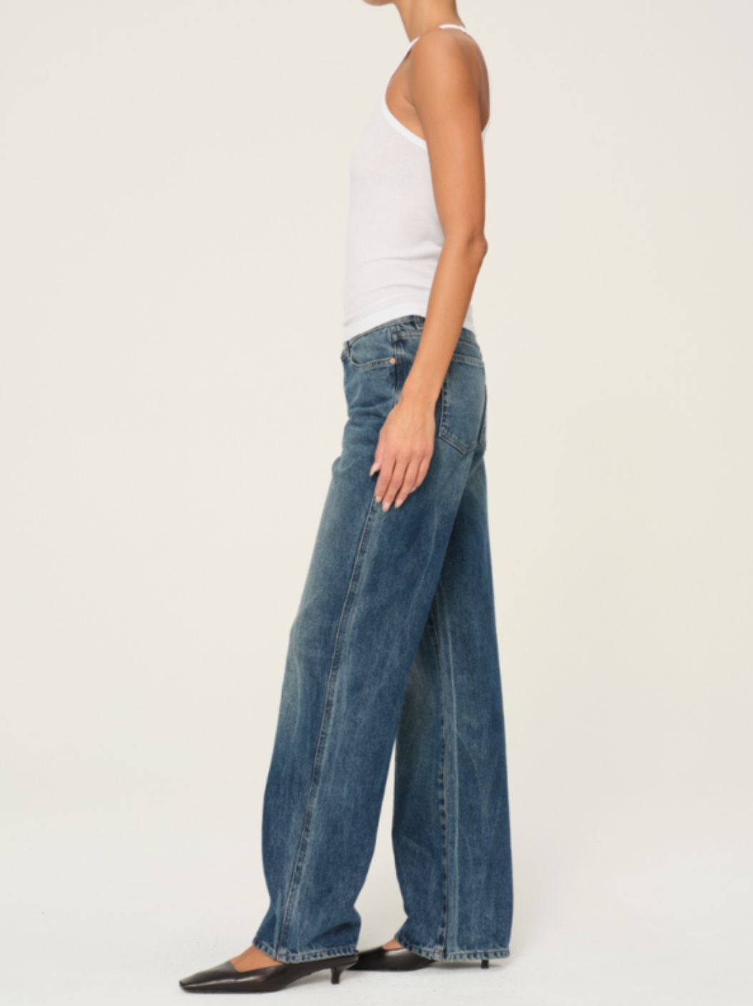 DL1961 Drue 32" Straight Low Rise Jean in Seagate