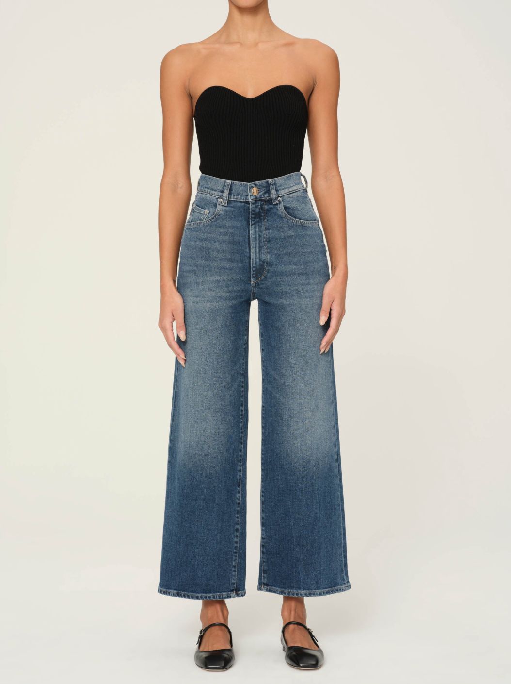 DL1961 Hepburn Wide Leg High Rise Jean in Seagate
