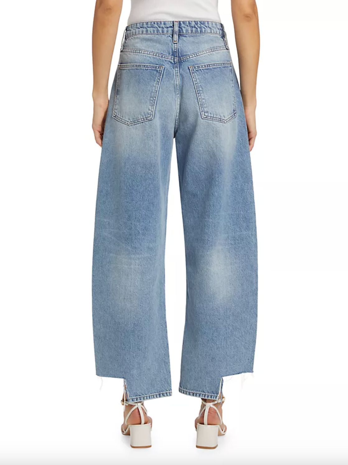 Frame Long Barrel Step Fray Jean in Divine