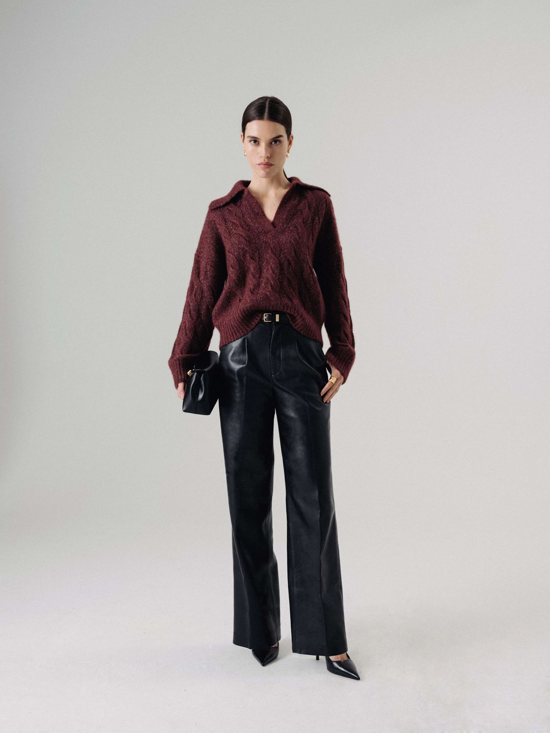 W. Cashmere Uri Cable Knit Poli Pullover in Vixen