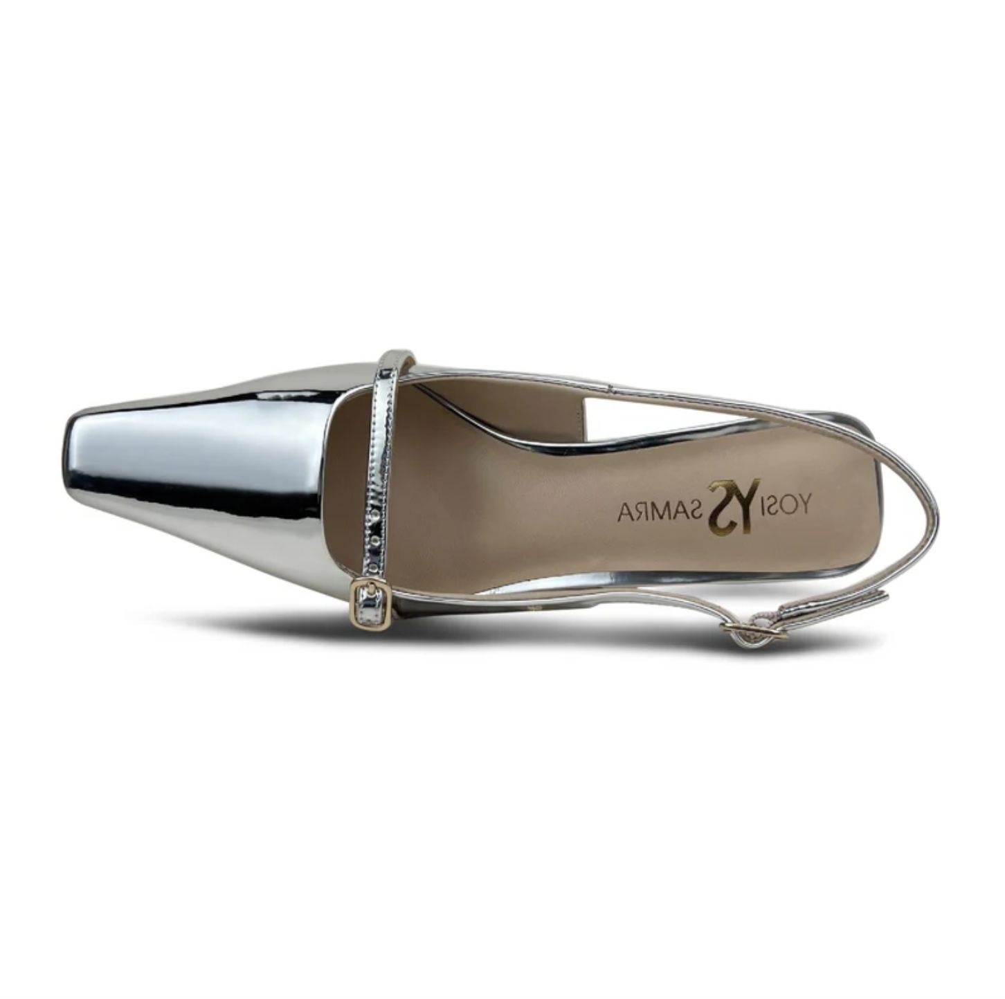 Yosi Samra Kate Sling Backs in Metallic Silver