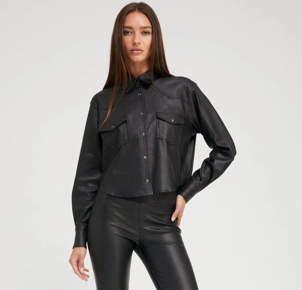 SPRWMN Cropped Western Leather Shirt