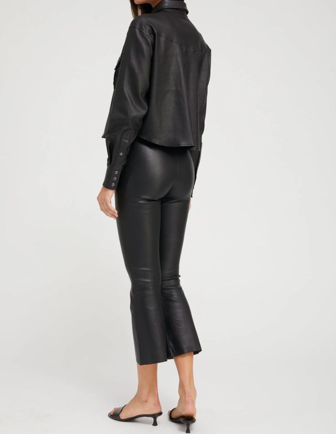 SPRWMN Cropped Western Leather Shirt